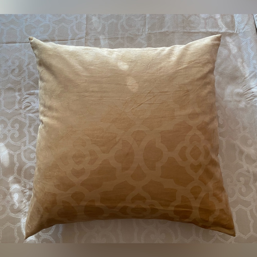 2 AVAILABLE- Z Gallerie Oversized Gold Damask Euro Down Pillow